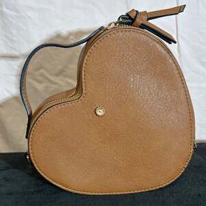 Heart-Shaped Brown Crossbody Bag with Charm